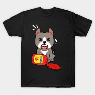 Cute grey dog Spills Hot Sauce Tabasco T-Shirt